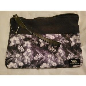 VANS Wristlet B&W Floral Canvas with 6.5" Hand Strap NWOT